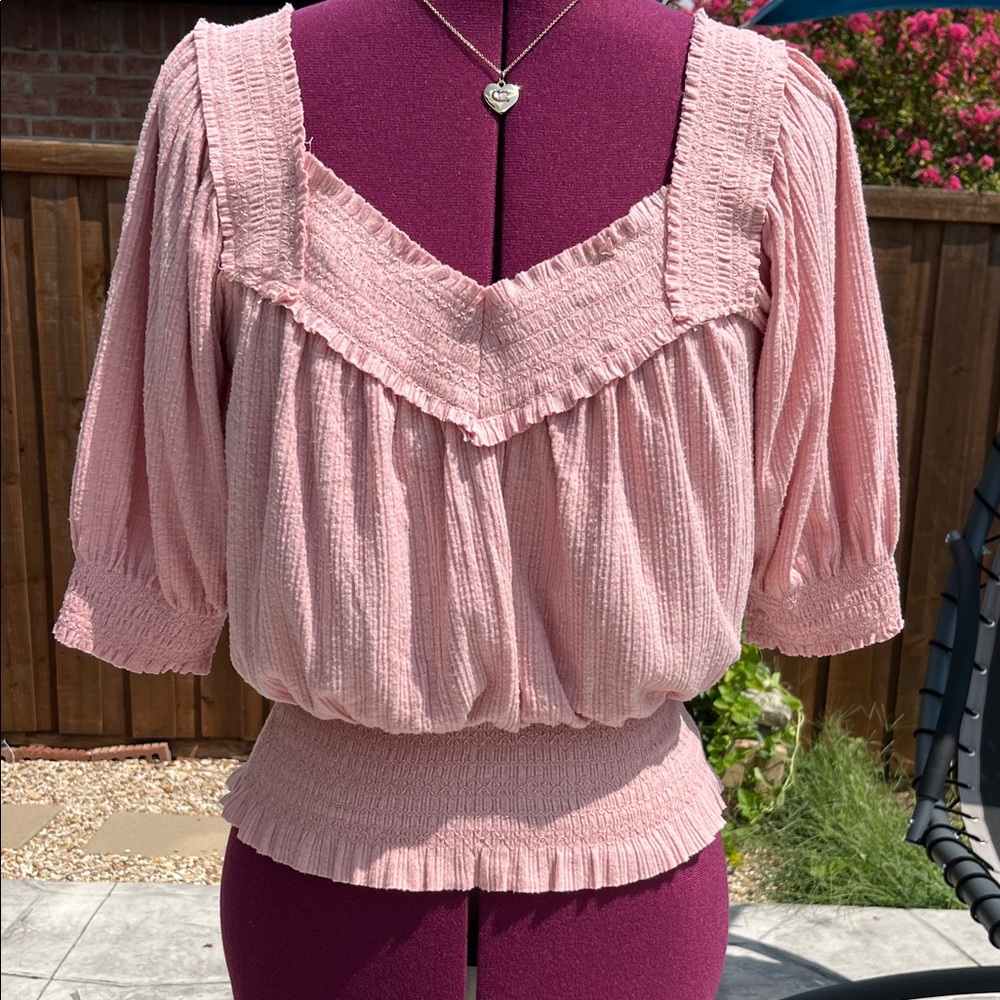 American Rag Pink Smocked Blouse
